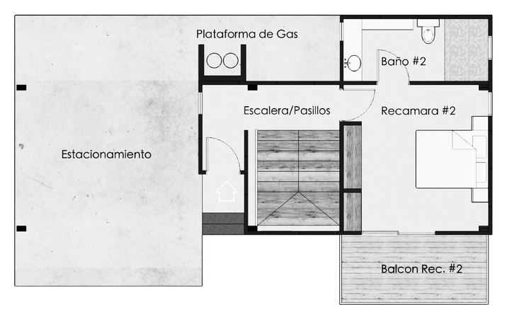 Yuma 48 floor plan, level 1: bedroom, bathroom and parking