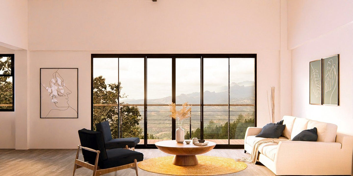 Staged visualisation of the Yuma 54 lounge with mountain view